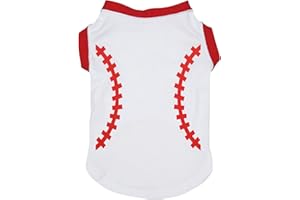 Petitebella Baseball Print Puppy Dog Shirt (White, XXX-Large)