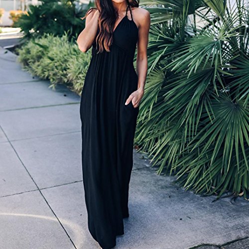 Women Summer Bandage Bodycon Dress Party Cocktail Maxi Long Dress (Black, S) - Thumbnail 4