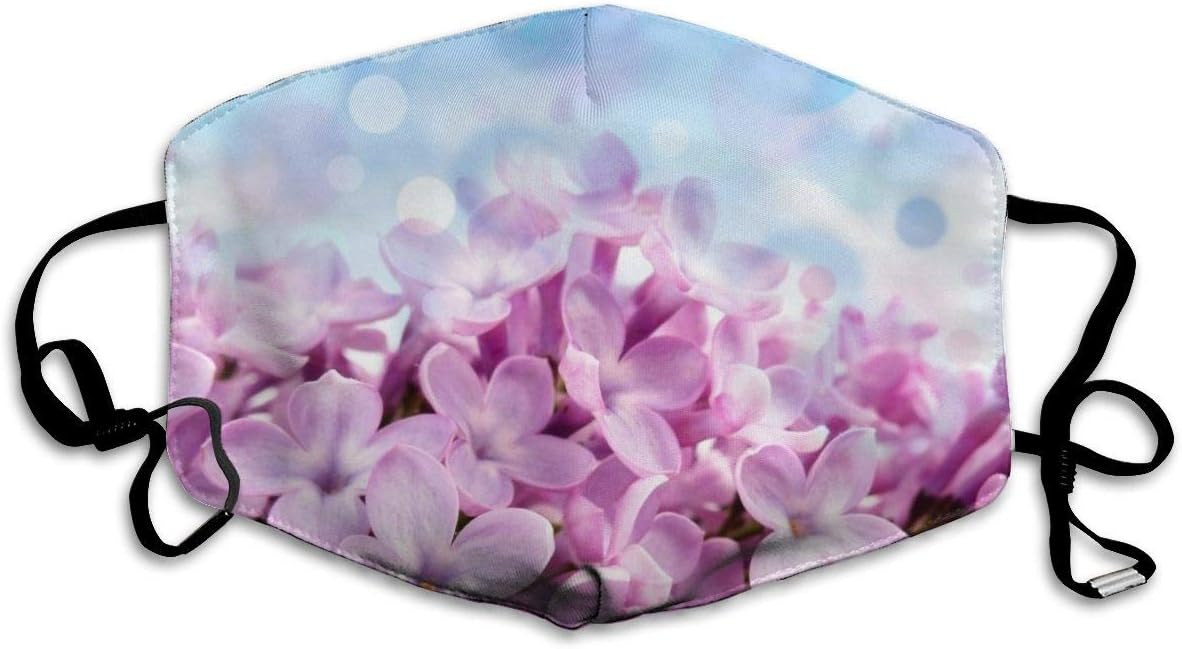 Lilac Petals Flowers Purple Washable Reusable Safety Mask, Cotton Anti Dust Half Face Mouth Mask For Kids Teens Men Women With Adjustable Ear Loops