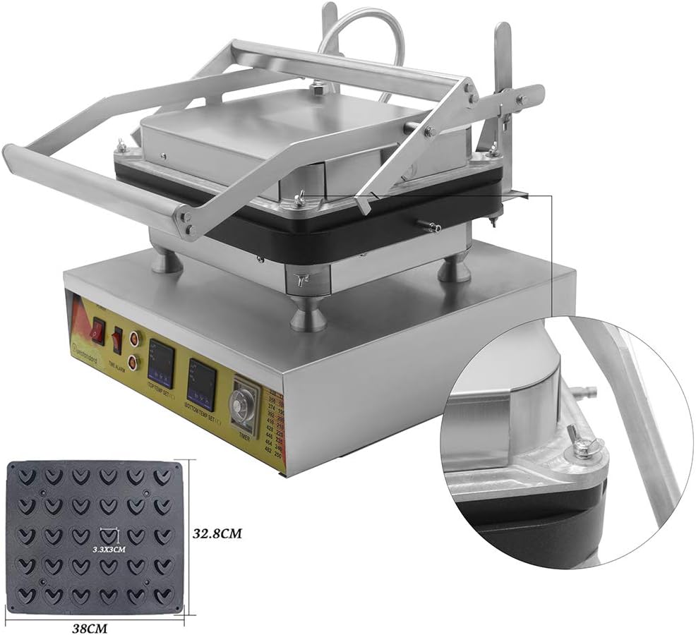 Hanchen NP-818 Commercial Electric Double Digital Heart-shaped Custard Tart Shell Egg Tart Shell Machine Maker Baker Pastry Pie Tartlets Shell Making Machine Non-stick Stainless steel 30 holes (220V)