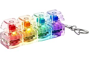 Keyboard Fidget Toy, 4-Key LED Light Up Mini Keyboard Clicker Fidget Keychain for Home Office School Work