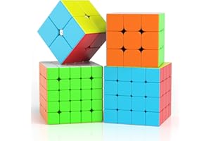 ROXENDA Vdealen Speed Cube Set, 2x2 3x3 4x4 5x5 Stickerless Speed Cube Bundle- Bright Magic Cube Pack, Smooth Cube Puzzle with Gift Packing Games Toy