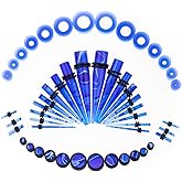 Linkning 50 PCS Ear Stretching Kit 14Gauges-00Gauges Earring Marble Acrylic Taper Piercing Jewlery Sets
