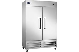 CHUMART 54" W Commercial Freezer with 2 door Stainless Steel 49 Cu. Ft Reach-in Freezer Auto-Defrost Fan Cooling Freezer for Restaurant, Commercial Kitchen, Shop, ETL Certification -10℉