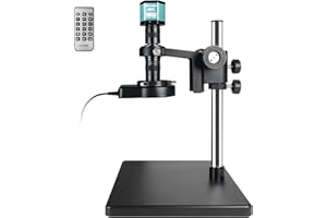 NICE-POWER Digital Microscope for Soldering & Electronics Repair, 150X Magnification, Adjustable Ring Light, Type-C/HDMI Inte