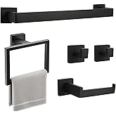zmnklry 5-Pieces Matte Black Bathroom Hardware Accessories Set, 15.6 inch Towel Bar,Towel Racks for Bathroom, Robe Towel Hooks, Toilet Paper Holder Wall Mounted