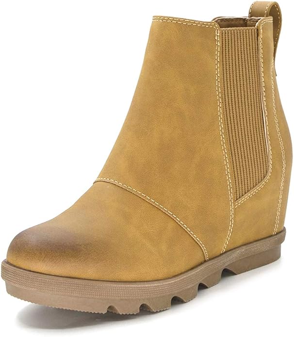 Athlefit Women's Wedge Chelsea Boots Comfortable Ankle Wedge Booties
