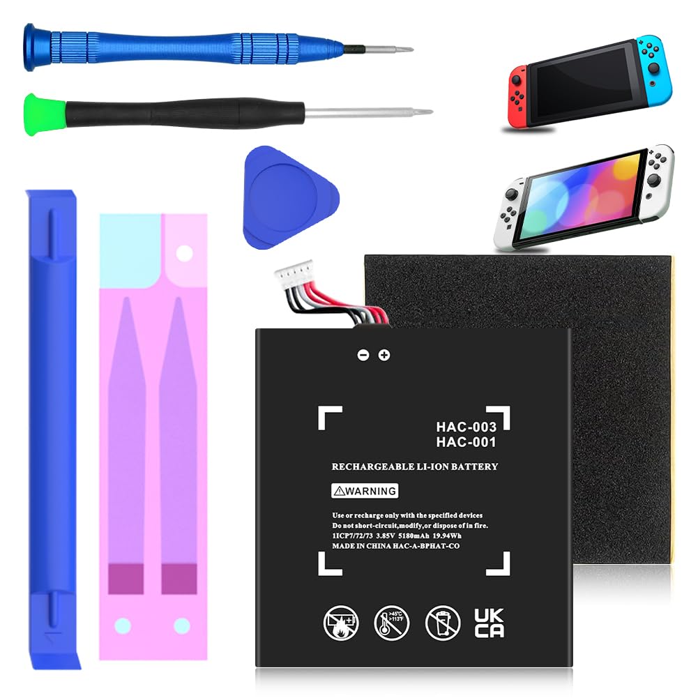 BOANV [5180 mAh] HAC-003 Battery Replacement Compatible with Nintendo Switch Console Handhold HAC-001, High Capacity Nintendo Switch Battery with Installation Tools Kit