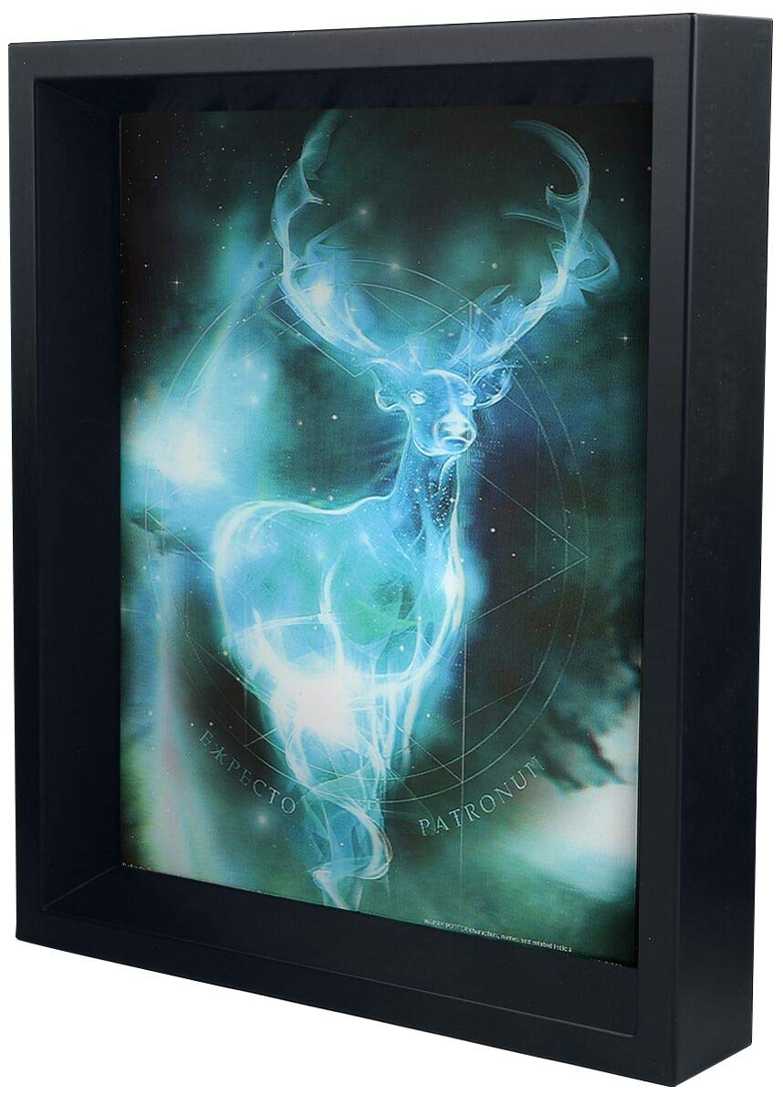 HARRY POTTER 3D Stag Lenticular Poster of Expecto Patronum 25cm x 20cm x 1.3cm in Box Frame - Official Merchandise