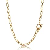AILPIWE 18K Gold Plated Paperclip Chain Necklace Gold Paperclip Link Chain Choker Necklace for Women