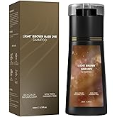 Bupposes Hair Dye Shampoo, Natural Hair Color Shampoo for Gray and White Coverage, Suitable for Women & Men 200ml (Light Brown)