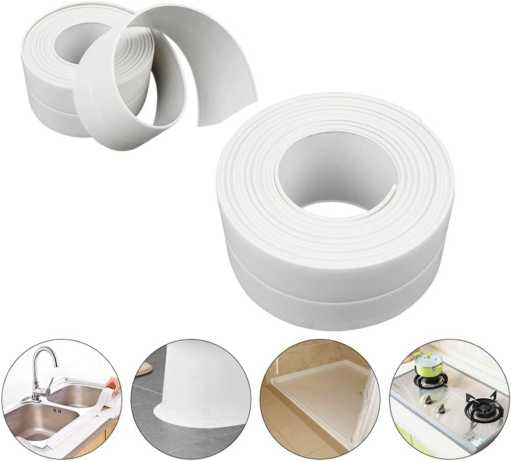 Caulk Strip for Bathtub Caulking Tape Waterproof Self Adhesive Sealing Tape for Kitchen Countertop, Sink, Bathturb, Toilet, Gas Stove and Wall Corner, 1PC, White