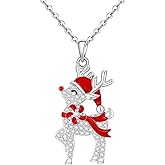 Fenthring Christmas Necklace Reindeer Necklace for Women Sterling Silver Reindeer Pendant Holiday Winter Jewelry Xmas Gifts
