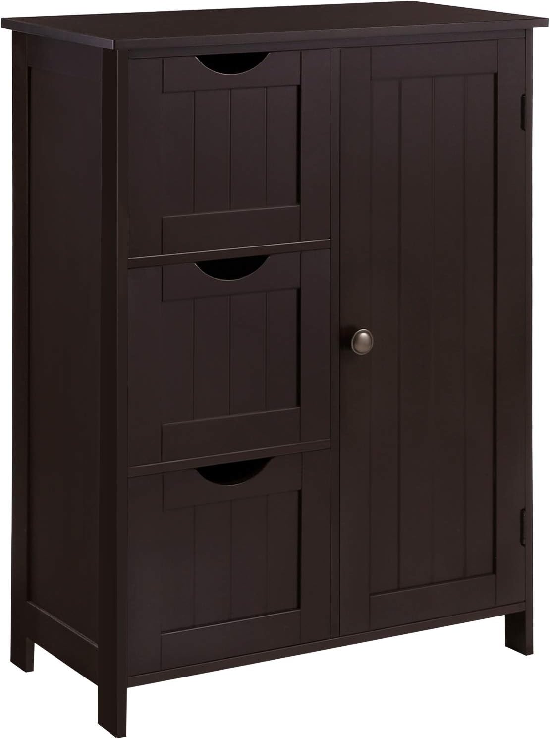 VASAGLE Bathroom Storage Cabinet, Floor Cabinet with 3 Large Drawers and 1 Adjustable Shelf, 23.6 x 11.8 x 31.9 Inches, Brown UBBC49BR