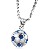 Kokoma Soccer Ball Pendant Necklace for Women Man Stainless Steel Football Soccer Ball Pendant Necklace for Soccer Fans Team Soccer Player Gifts