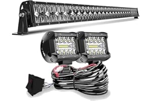 SPEAD-VMALL DOT 5D 52Inch 300W Led Light Bar+2X 4Inch Led Cube Pods W/Wiring Kit for Polaris Ranger Pioneer Can Am X3 Maverick Grand Cherokee XJ UTV ATV 4WD Truck Boat