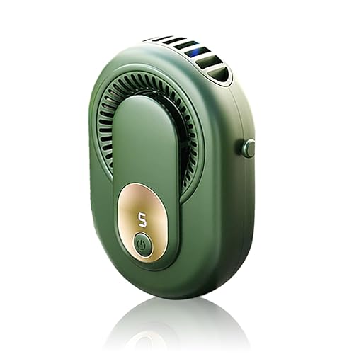 Handheld Mini Fans, Portable Neck Hanging Fan, Eyelash/Desktop/Clip on/Waist Fan, USB Rechargeable, 5 Speeds Adjustable, Strong Airflow, 3500mA for Desk Travel Office Outdoor Sport (Green)