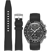 Niziruoup Bands for MoonSwatch Watch Curved end No Gap,Premium Silicone Rubber Watch Strap 20mm Compatible with Omega X Swatch Moonswatch,Universal Curved End 20mm 22mm Replacement Band for Men Women