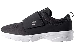 Silverts Disabled Elderly Needs Extra Wide Ultra Lightweight Walking Shoes for Men - Slip - Black