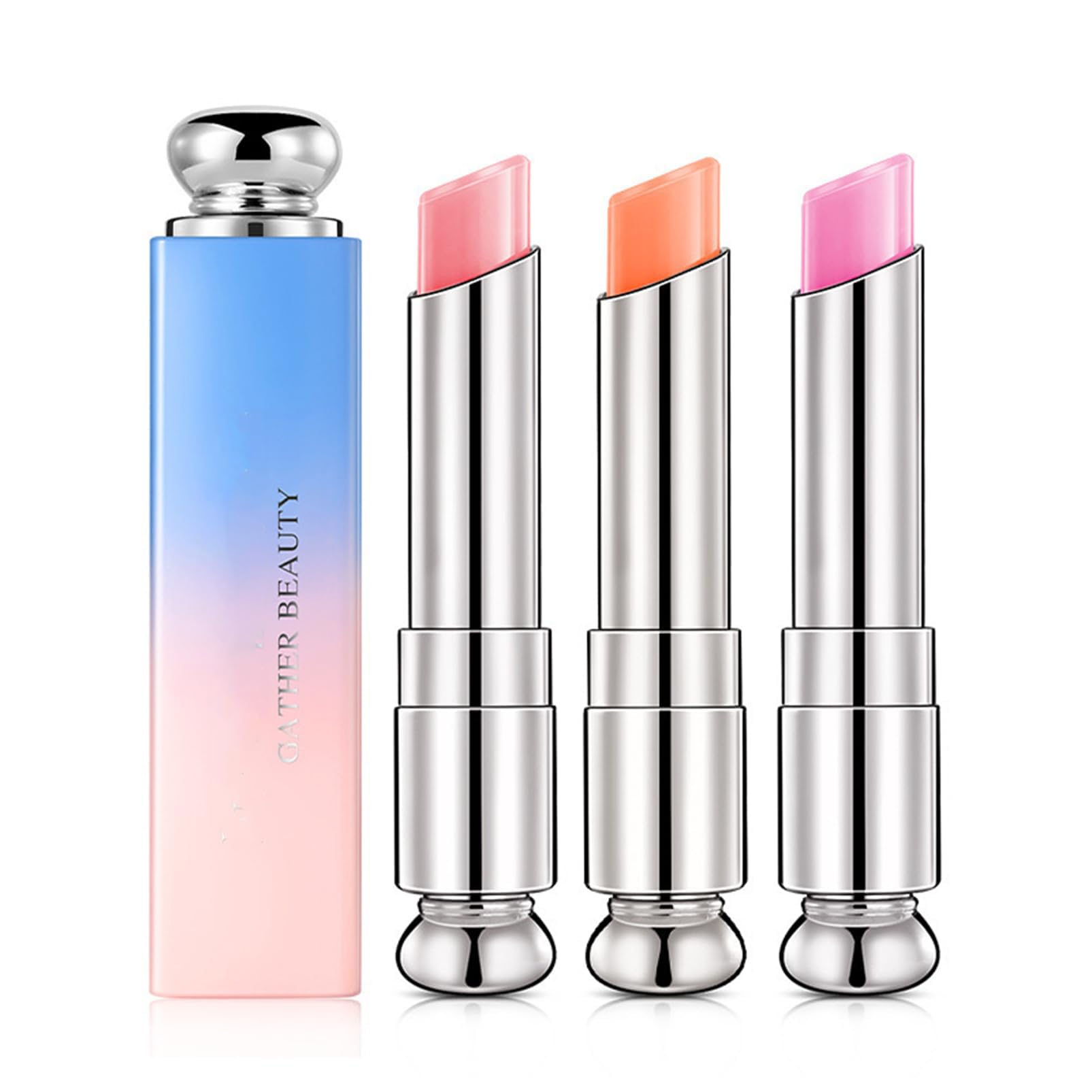 3Packs Colour Changing Lip Balm, Tinted Lip Balm Jelly Lipstick Nutritious Lip Moisturizer Natural Lip Protection Lip Repair Gifts For Teenage Girl