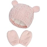 RAOEXI Unisex Baby Toddler Hat and Mitten Set Winter Knitted Thick Warm Beanie Cap Gloves for Infant Boys Girls