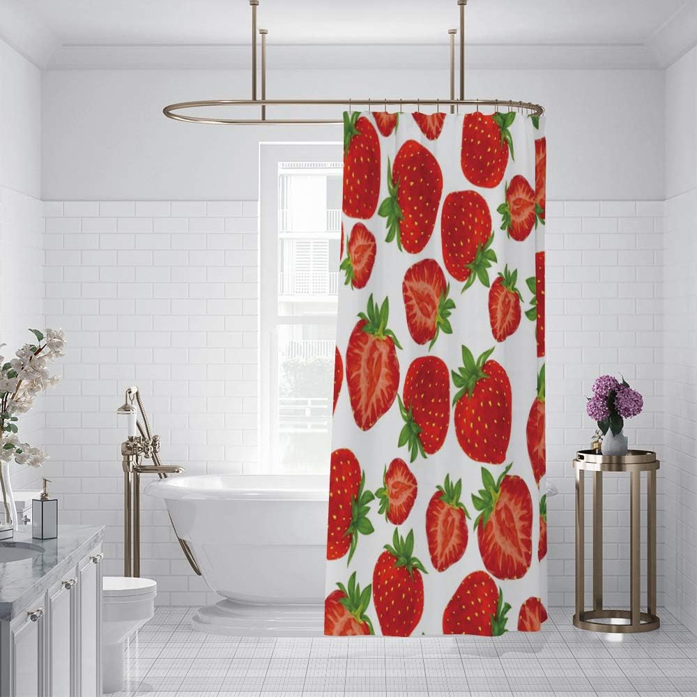 Yongto Natural Fresh Strawberry Shower Curtain for Bathroom