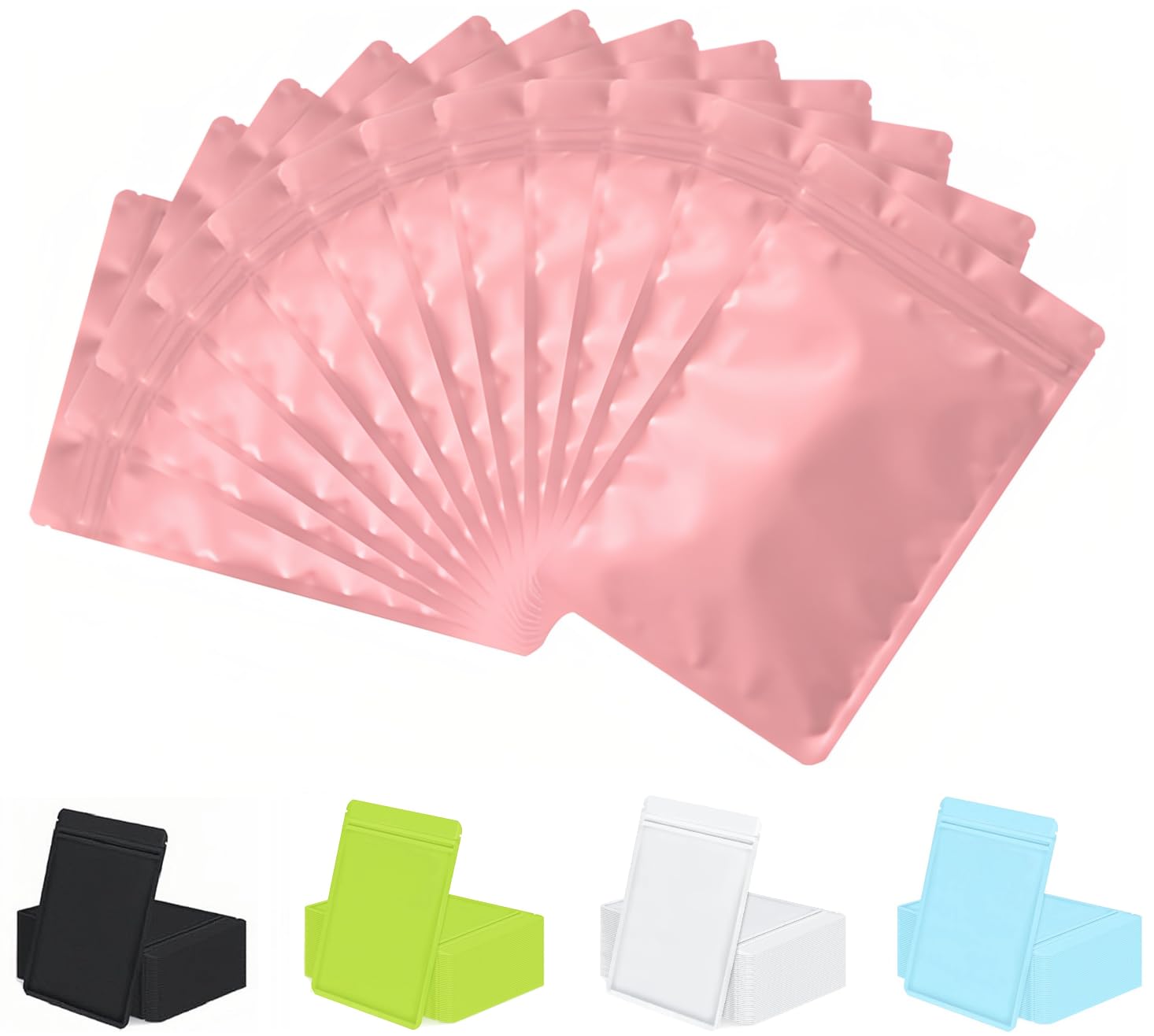 Rimiko 50pcs Resealable Opaque Pink Ziplock Bags, Reusable Flat Small Mylar Bag, Aluminum Foil Sample Bags with Matte Color Packaging for Food Storage (Pink, 4.7" x 7.9")