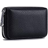 EASTNIGHTS RFID Credit Card Holder Genuine Leather Credit Card Wallet with Zipper | RFID, with Zipper