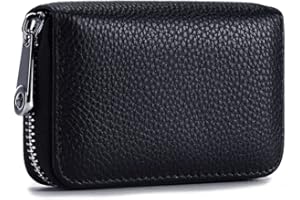 EASTNIGHTS RFID Credit Card Holder Genuine Leather Credit Card Wallet with Zipper