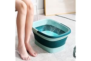 WMHYLYH Collapsible Foot Spa Bath Massager for Dry Cracked Feet, Feet Soaking Tub with Massage Acupoint, Pedicure Foot Soak Basin Plastic Bucket with Handle(Green)