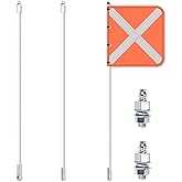 RAYTEEN Sand Safety Flag with 2PCS Quick Connector Base & 11.8" x 11.8" Reflective PVC Flag, Suit for ATV, UTV, Off-Road, Jeep & Truck, Can be Used as 3.3', 6.6' or 10'.