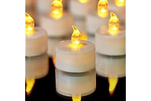 YIWER Tea Lights LED Tea Light Candles 200 Hours Pack of 50 Realistic Flickering Bulb Battery Operated Tea Lights for Seasonal Festival Celebration Electric Fake Candle in Warm Yellow