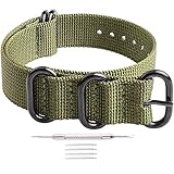 Ritche 20 mm Army Green Nato Strap with Heavy Buckle Replacement Timex Weekender Watch Band