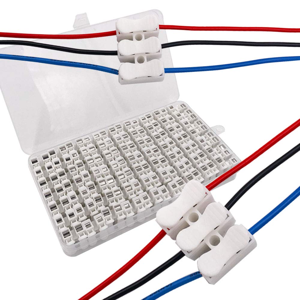 Senvenelec 42Pcs Spring Terminal Block, 10A, Quick Connector, White, PP Material, CH3-42Pcs