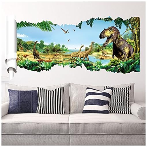 ZOOARTS Jurassic World Dinosaur Scroll Wall Decals Sticker for Kids' Room Decor