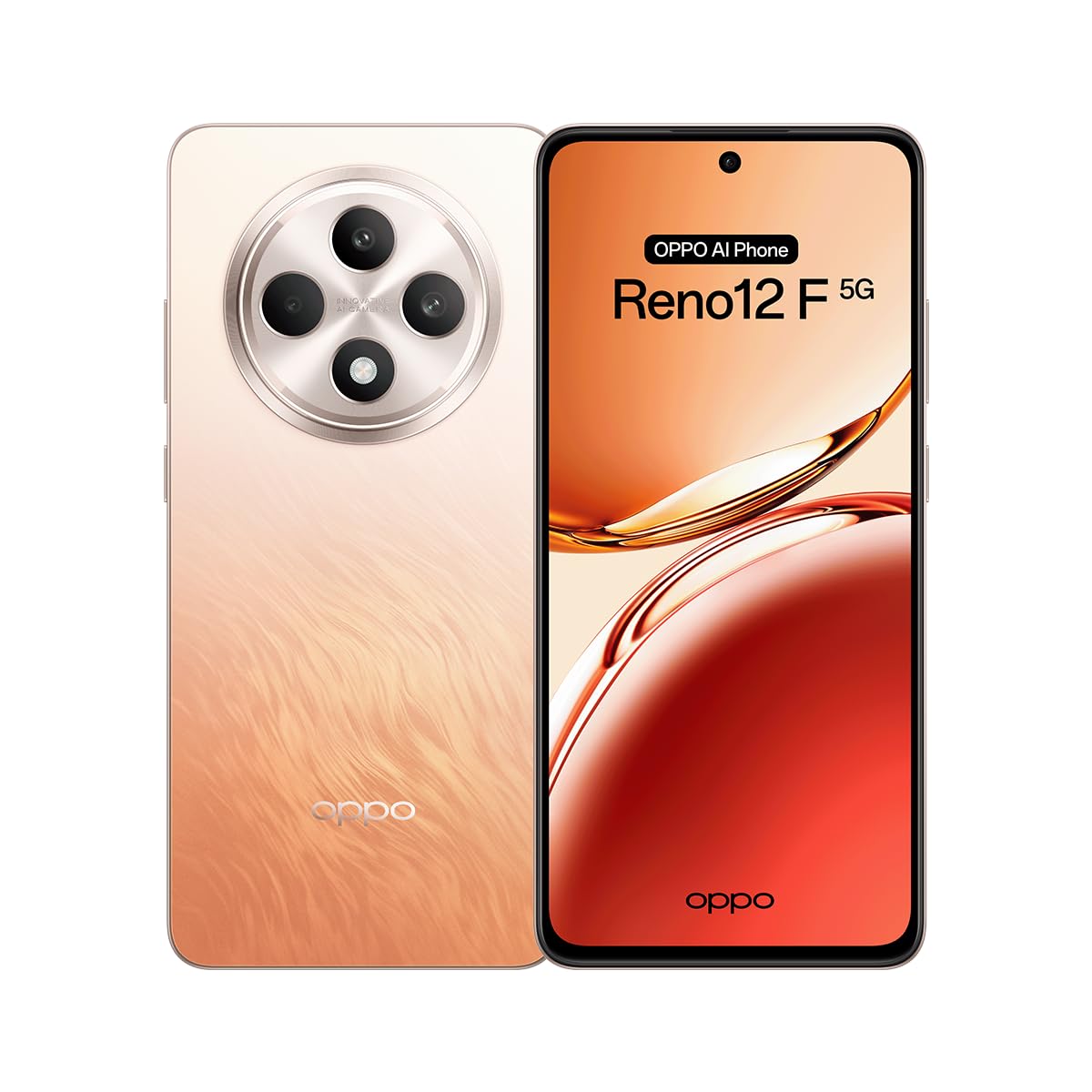 OPPO Reno12 F 5G (GSM, Versión Internacional) CPH2637 | Smartphone Android 14 desbloqueado con doble SIM de 6,67 pulgadas, 256 GB de almacenamiento + 8 GB de RAM (naranja)