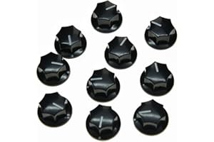 KAISH 10pcs Black Mini MXR Style Skirted AMP Knob Brass Insert Effect Pedal Knobs