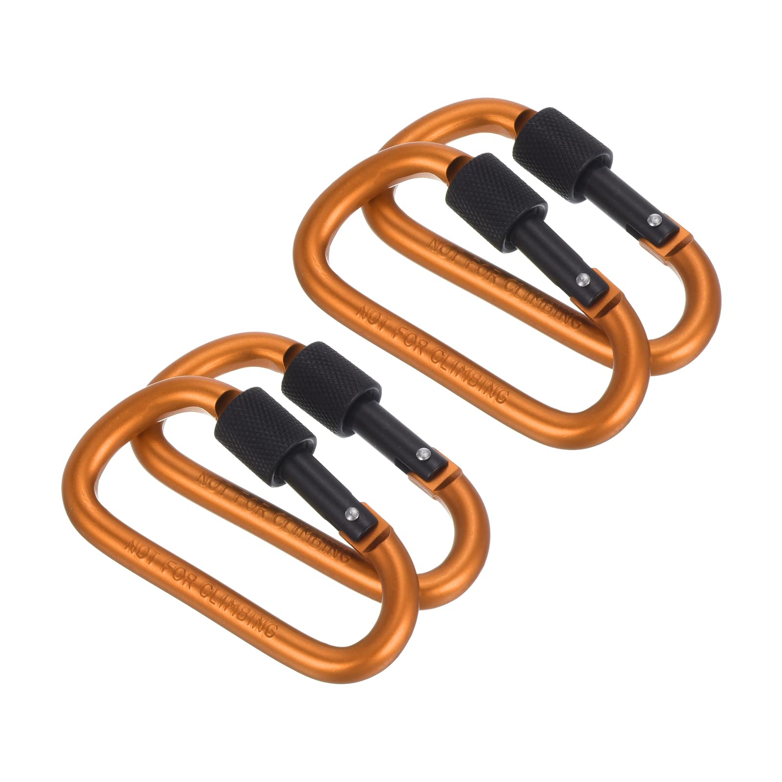 PATIKIL Locking Hook 3", 4 Pack Aluminum D Ring Shape Clip Screw Gate Lock Quick Link for Keychain Outdoor Camping Hiking, Orange