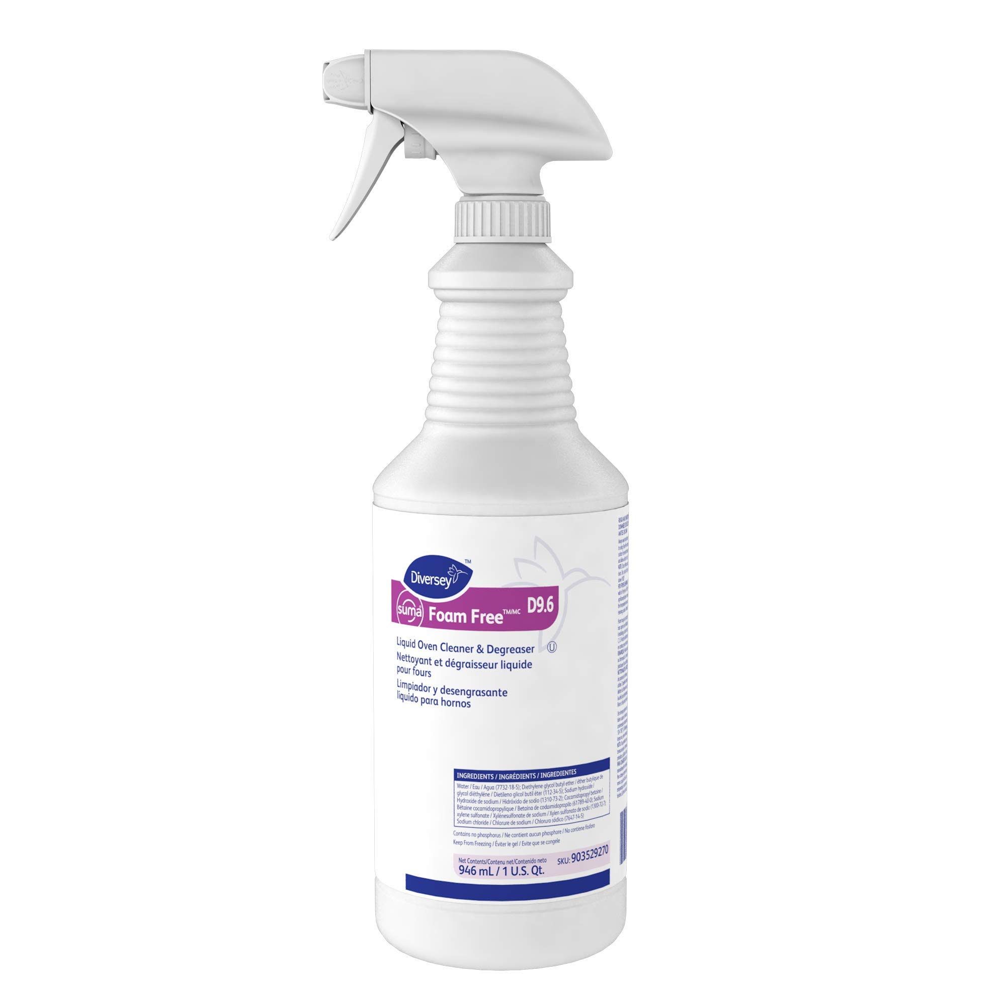 Diversey 903529270 Suma Foam Free Liquid Oven & Fryer Cleaner, Degreaser for Oven, Grill & Range Hood, Ready-to-Use Spray, 32-Ounce (Pack of 12)