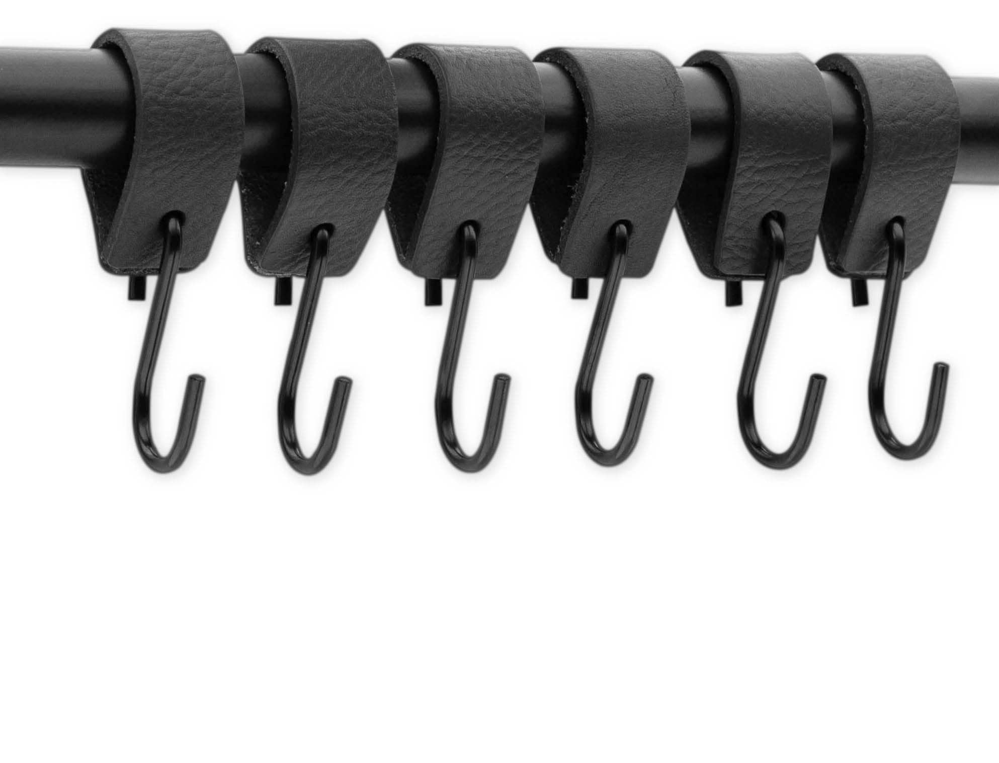 Brute Strength - Multifunctional Leather S-Hooks - Anthracite - 24 Pieces - S Shaped Hooks - Coat Hook - Leather Hooks - Leather s Hooks - Black s Hooks - Kitchen Hooks