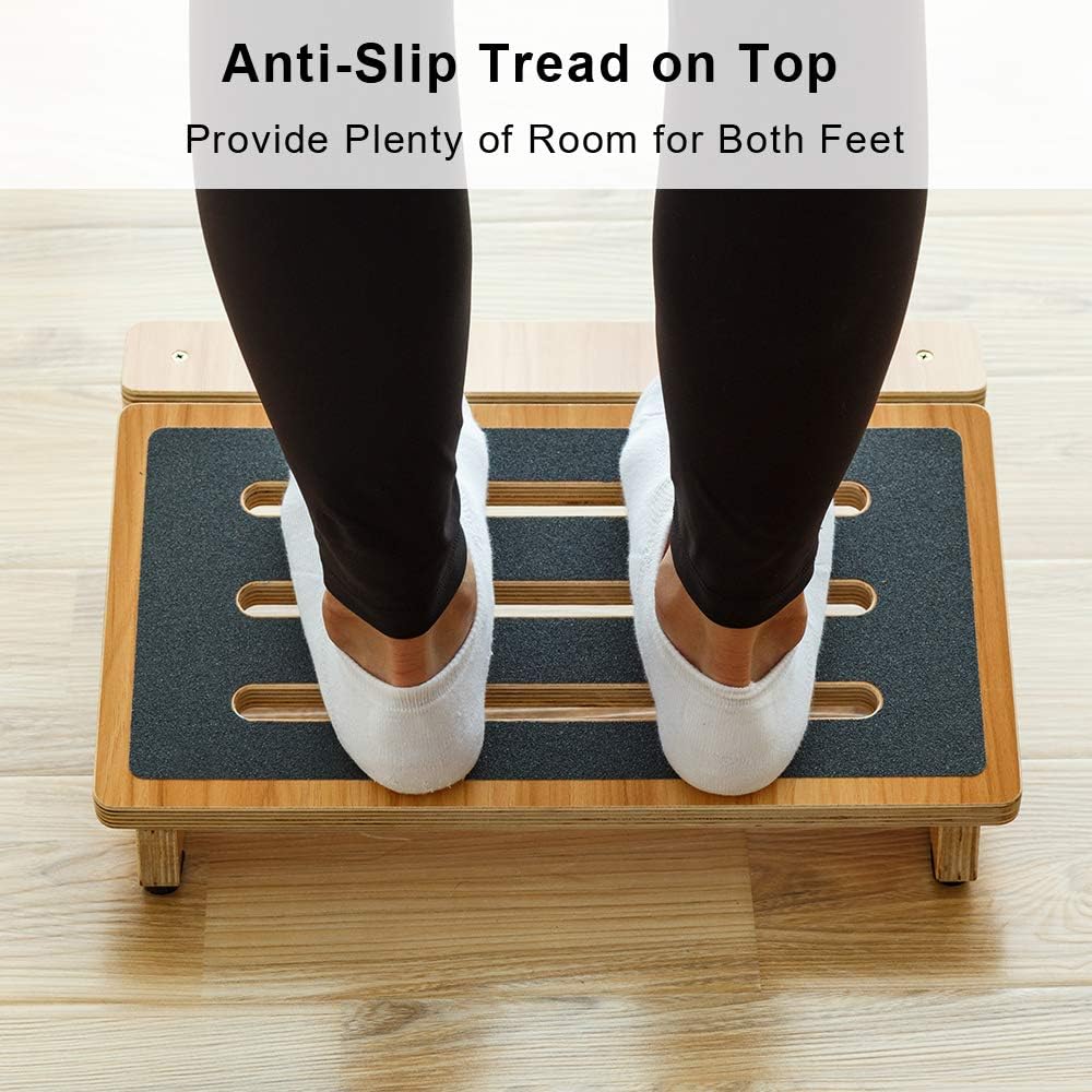 StrongTek Under Desk Foot Rest for Home and Office Chairs, Portable Ergonomic Posture Support for PC Gaming or Work Standing Desks, Slanted Non-Slip Step Stool, Wood: Furniture & Decor