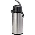 Service Ideas ECAL22S Eco-Air Airpot with Lever Lid, Insulated Beverage Dispenser, Thermal Coffee Carafe, 2.2 Liter, Glass vacuum insulated