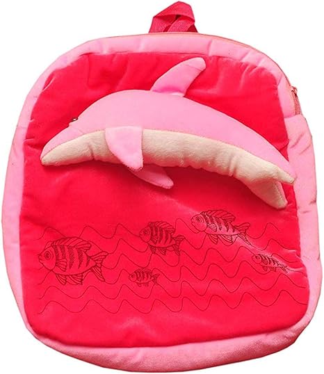 Punyah Creations Premium Quality Dolphin Toy Soft Plush Backpack School Bag for Kids - (Multi Color)
