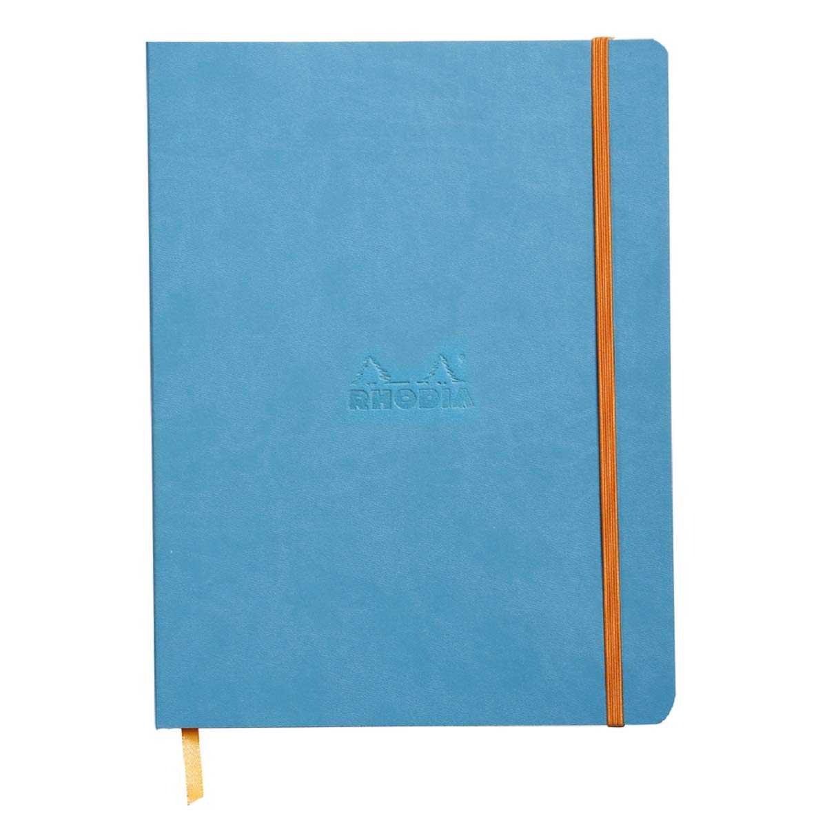 RHODIA 117507C - Turquoise Flexible Notebook - 19x25 cm - Lined - 160 pages - Clairefontaine Ivory Paper 90 g/m - Bookmark, Elastic Closure - Faux Leather Cover - Rhodiarama Collection