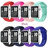 Apple watch Silicone band 38mm,8 Pack Sport Wrist Strap Bracelet Band Replacement for Apple Watch Nike+ Sport Edition Series 2 Series 1(8Pack 1# 38SM)