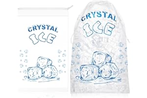 HOLYMUSS 100 Pack 10 lb Plastic Ice Bags with Drawstring - Heavy Duty 50 Microns Thickness Ice Storage Bags (10lb Ice Bag - Qty 100)