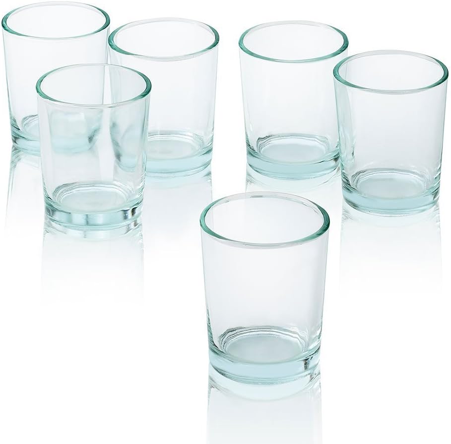 Clear Glass Round Votive Candle Holders Set of 12 Height 6.5cm, Diameter 5.5cm approx