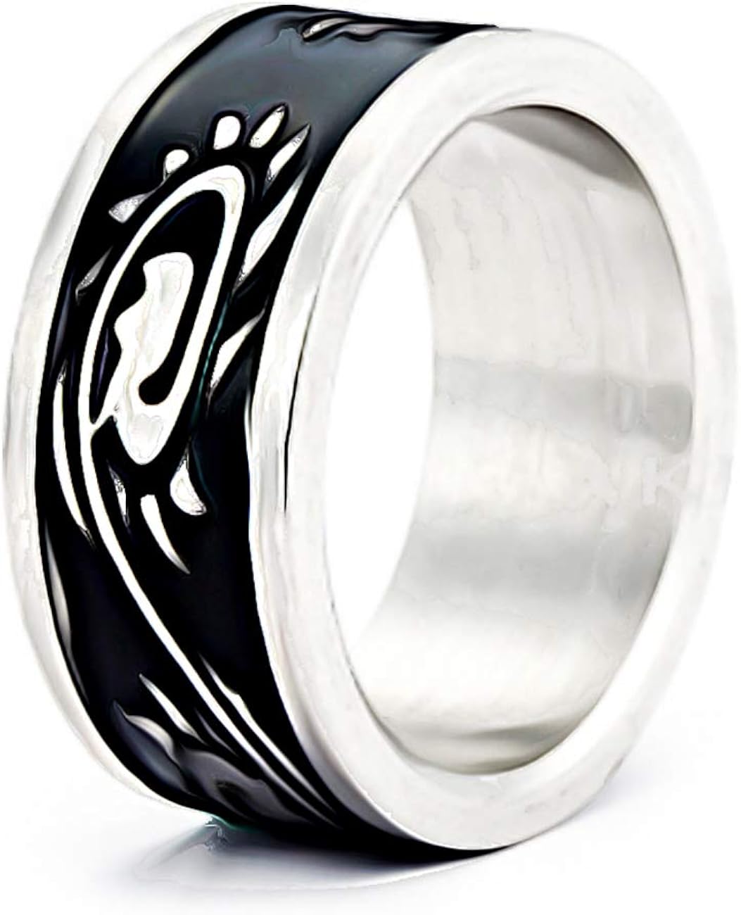 Bungsa Edelstahl Paarring Silber Mit Regenbogen-Außenringen - Farbenfroher Unisex Schmuck