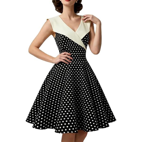 knee length dresses for ladies Polka Dot Dress Gladys – Gaâla main image 1