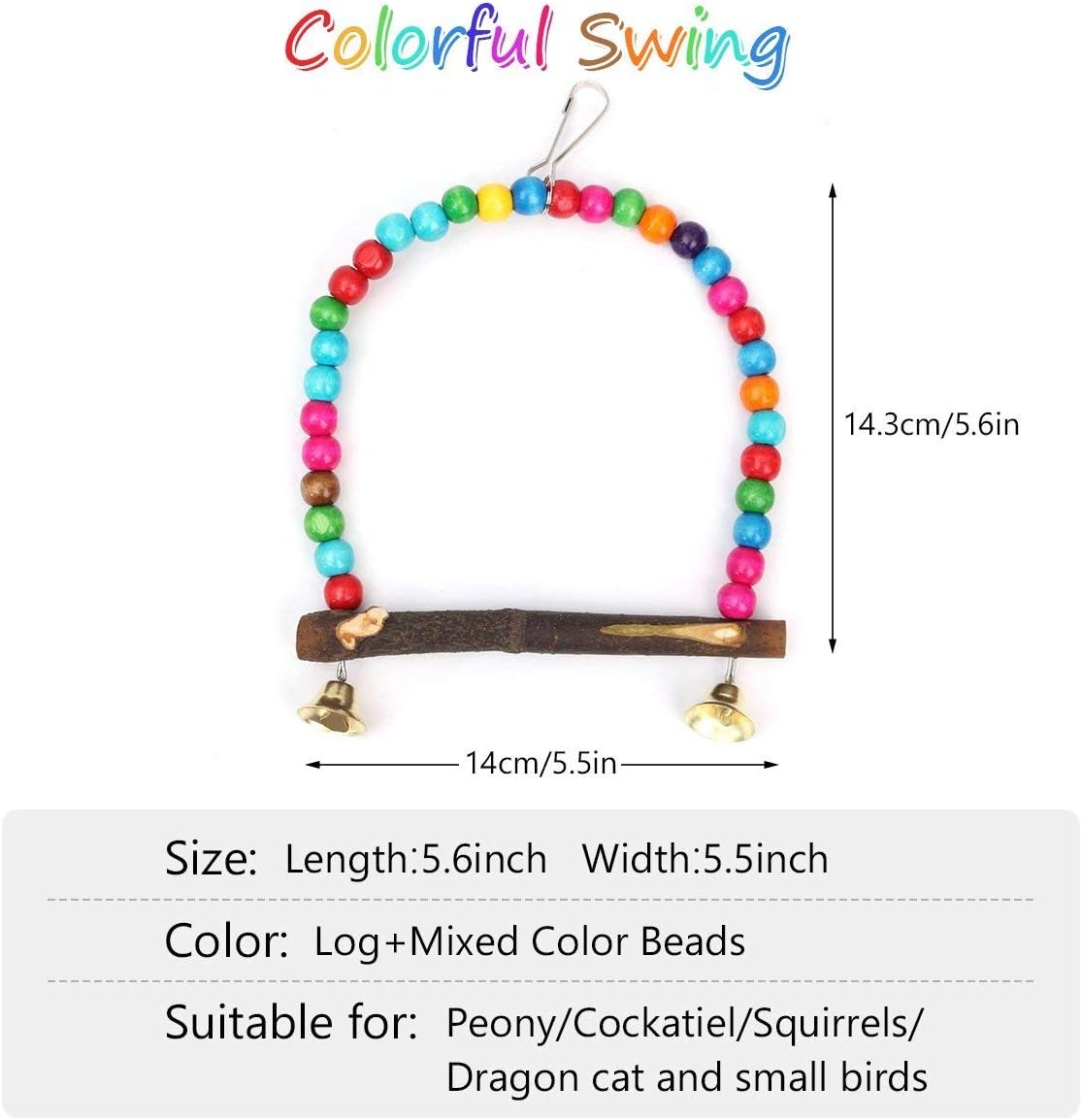 Bird Swing for Small Birds Easy Installation, Made of Wood, Encourages Play and Daily Exercise, Cage Entertainment Toy - Image 4